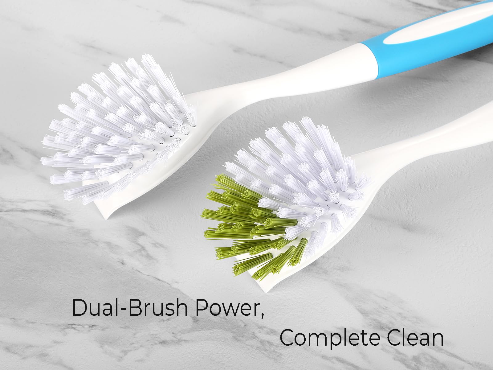 Dish Brush with Handle, Firm & Stiff Bristles Dish Scrubber for Pots, Pans & Sink Cleaning, 2 Pack