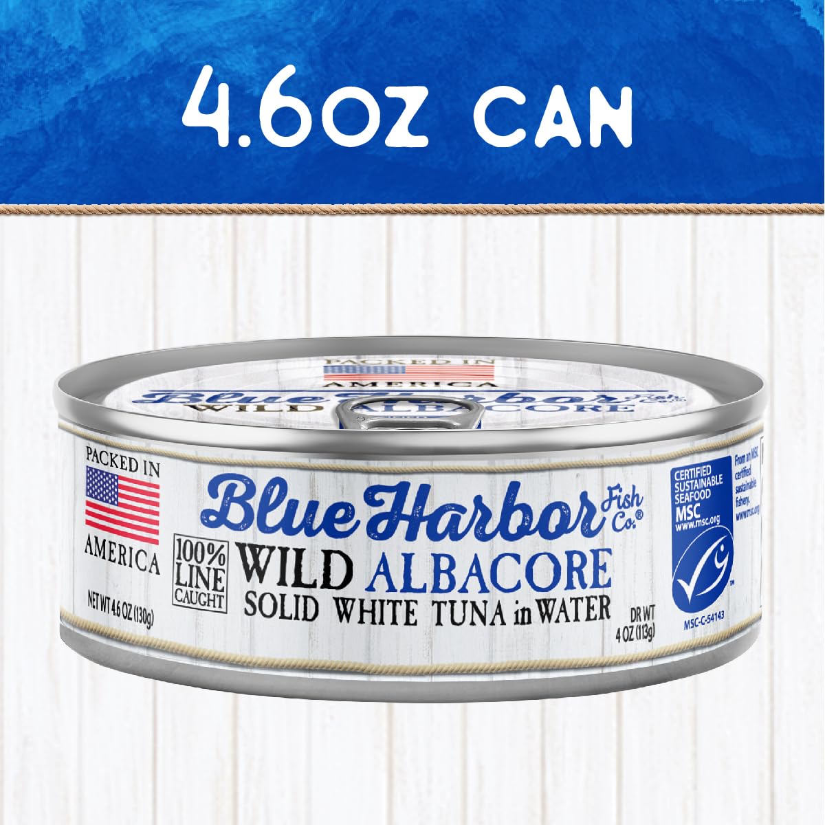Blue Harbor Fish Co. Wild Albacore Tuna in Water with No Salt Added, 4.6 Ounce