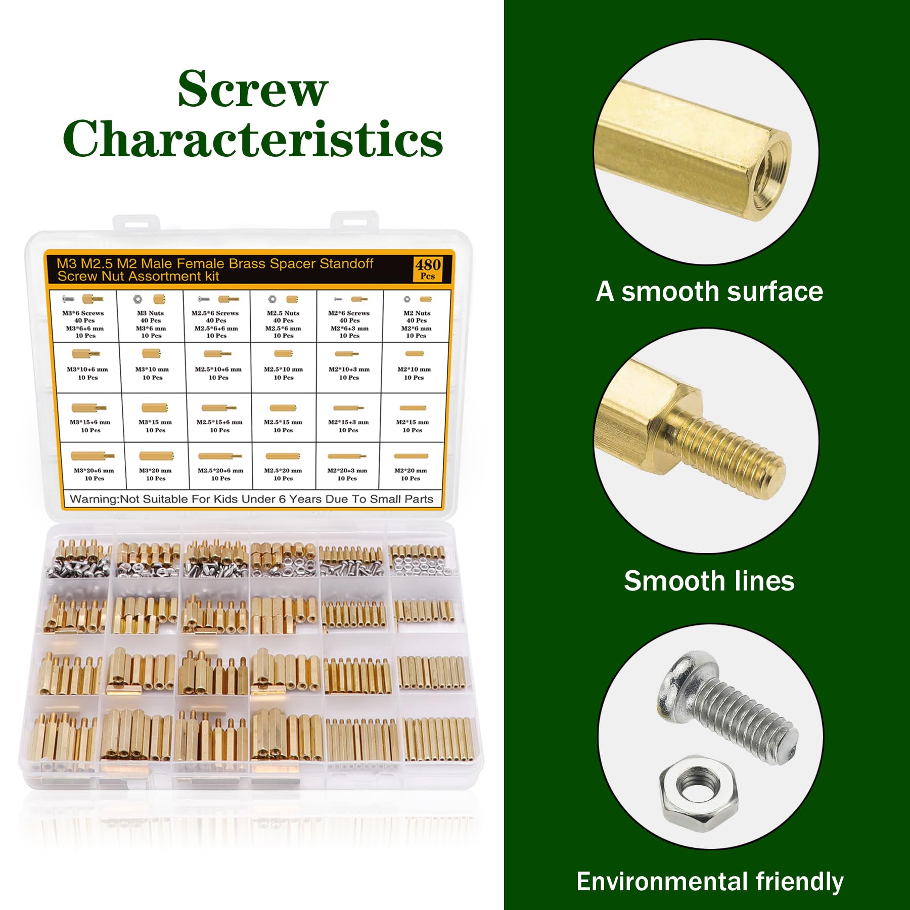 400Pcs M2 Motherboard Standoffs&Screws&Nuts Kit, Hex Male-Female Brass Spacer Standoffs, Laptop Screws for DIY Computer Build, Electronic Projects, Raspberry Pi, Circuit Board etc.