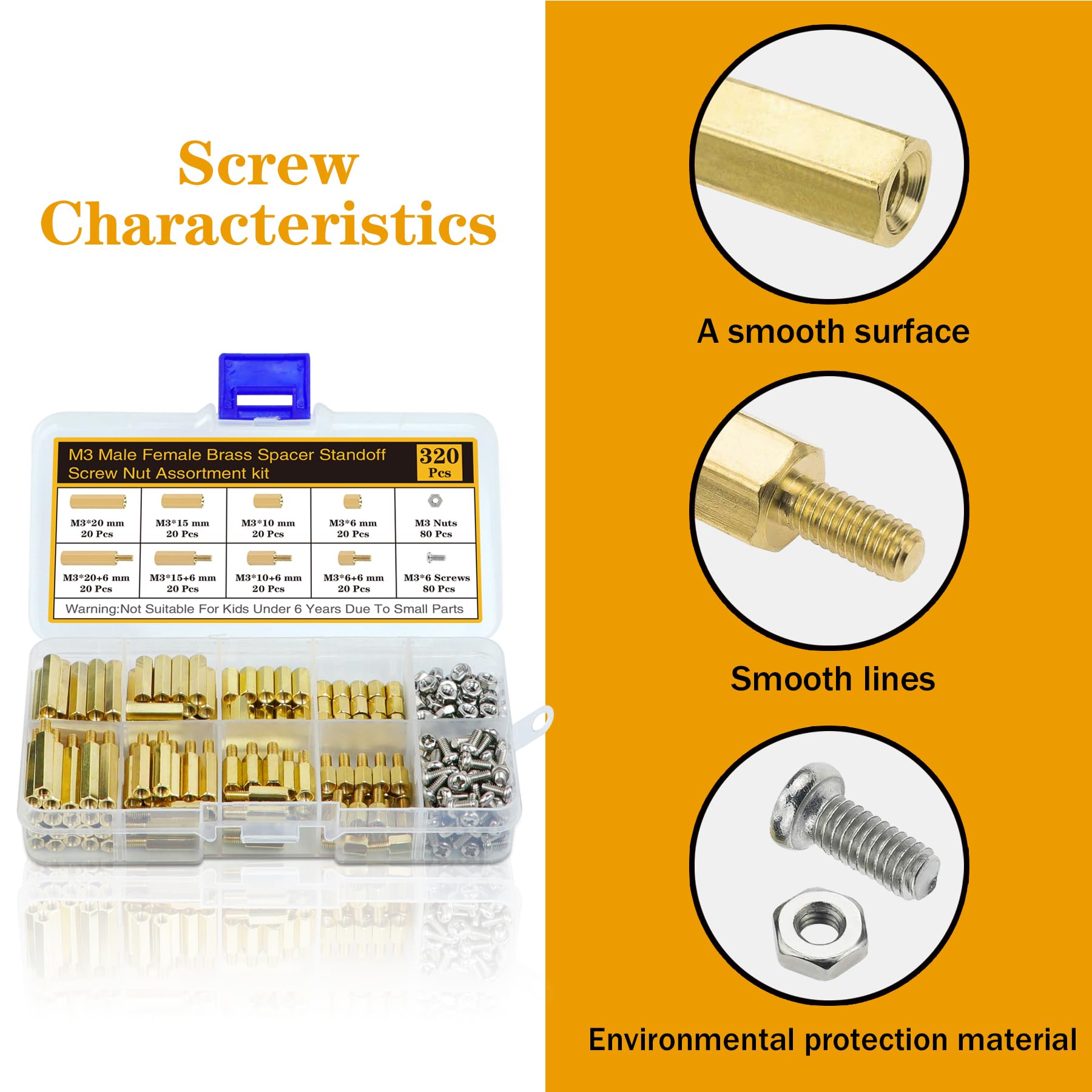 400Pcs M2 Motherboard Standoffs&Screws&Nuts Kit, Hex Male-Female Brass Spacer Standoffs, Laptop Screws for DIY Computer Build, Electronic Projects, Raspberry Pi, Circuit Board etc.