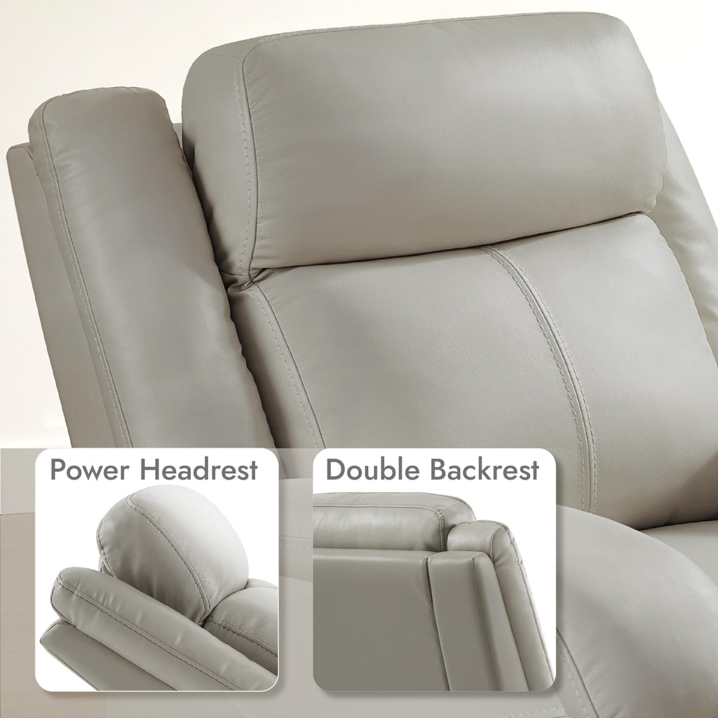 Watson & Whitely Genuine Leather Power Recliner Chairs for Adults, Wall Hugger RV Recliner with Power Headrest & Charging Ports, Electric Recliner Sofa Chair for Living Room, Black