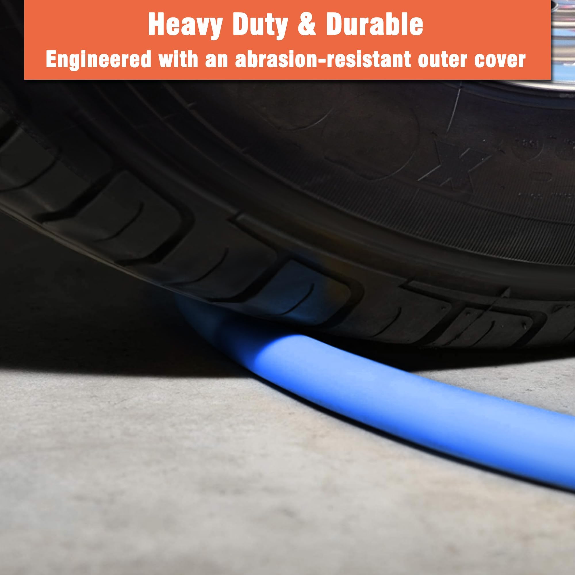 Air Compressor Hose 1/2 in, 300 PSI Heavy Duty Hybrid Air Hose with Quick Coupler and Plug Kit, Lightweight, Kink Resistant, All Weather Flexibility with Bend Restrictors, 6 Feet