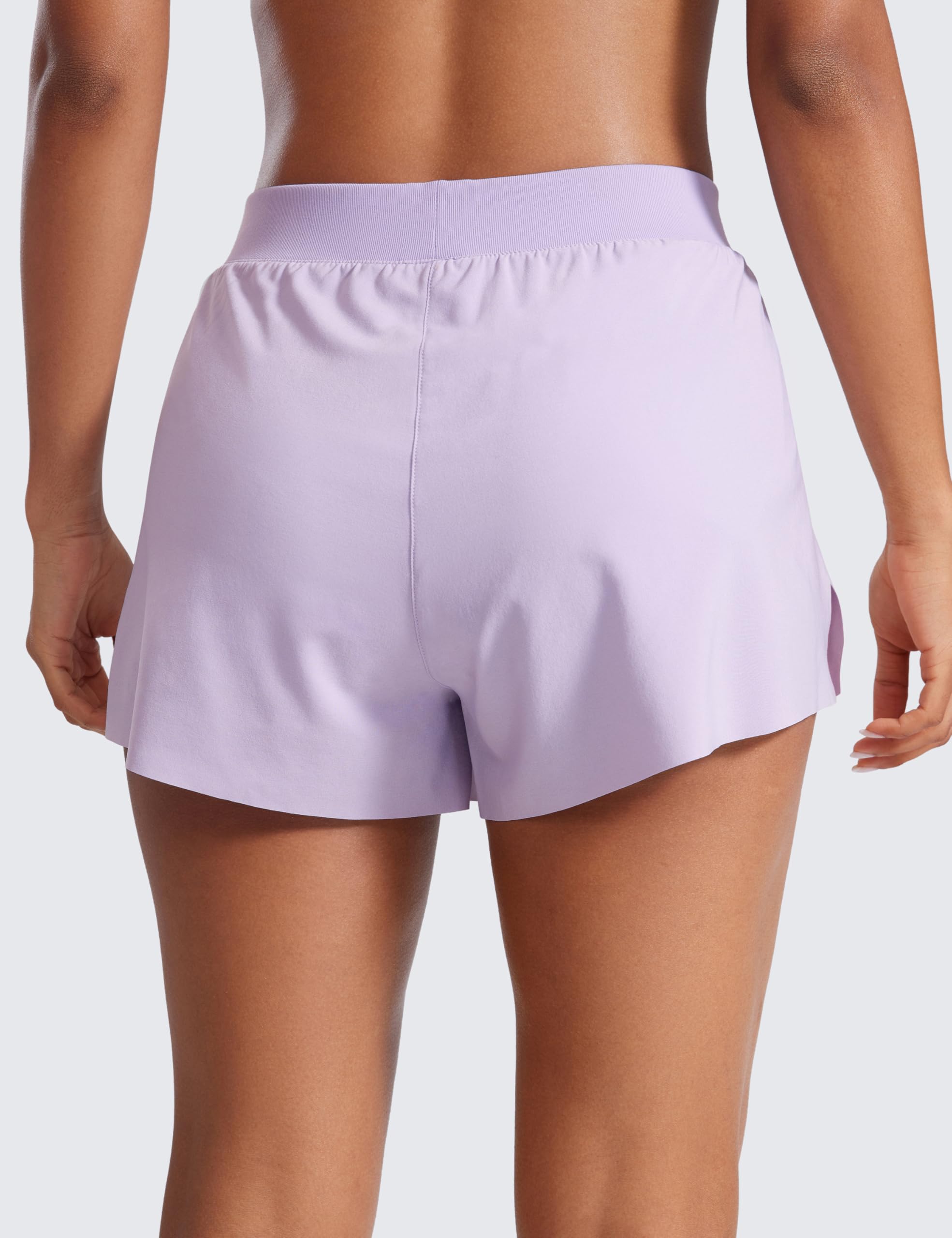 CRZ YOGA V Split Running Shorts for Women 2.5" - High Waisted Workout Athletic Gym Track with Liner Breathable Quick Dry