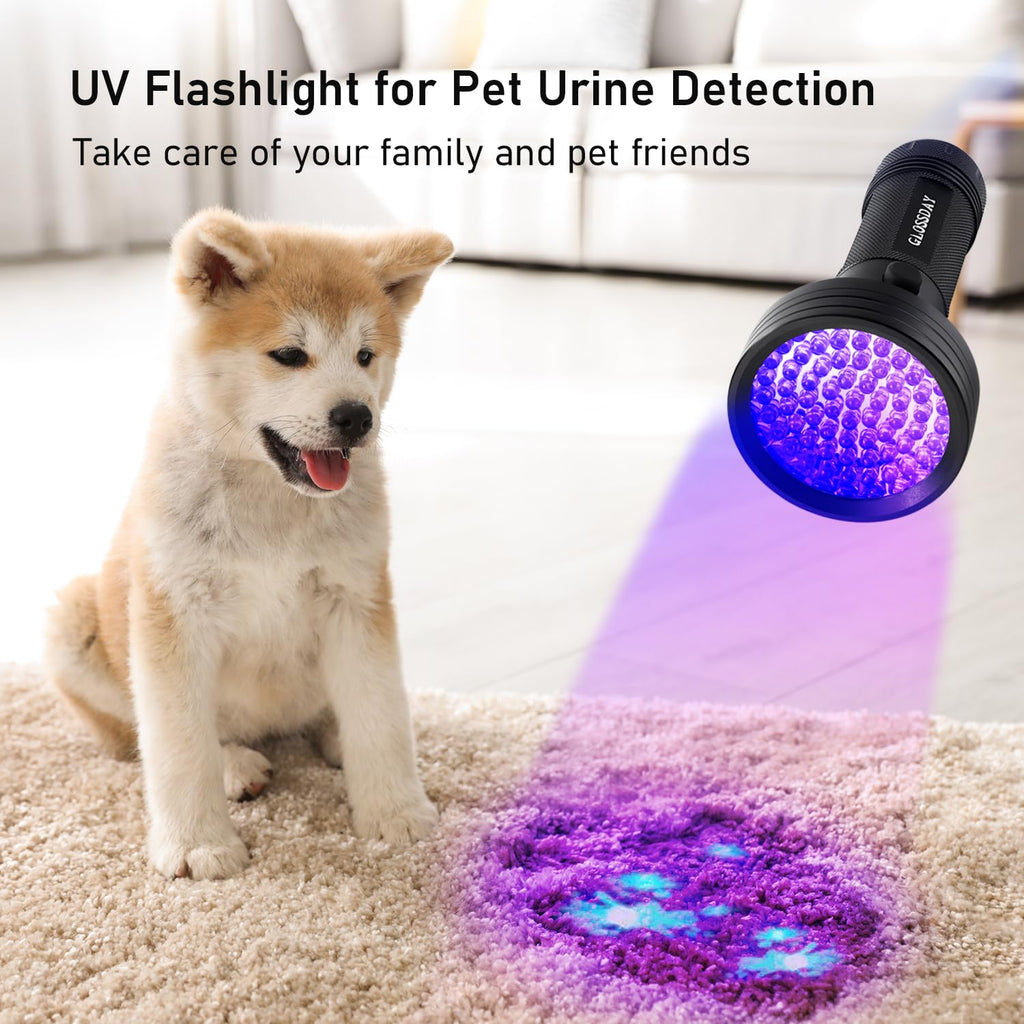 GLOSSDAY Blacklight Flashlight 68 LED UV Flash Light,Ultraviolet Flashlight Black Light Professional Pet Urine Detector for Dog/Cat Urine,Pet Stains,Hunting Scorpions