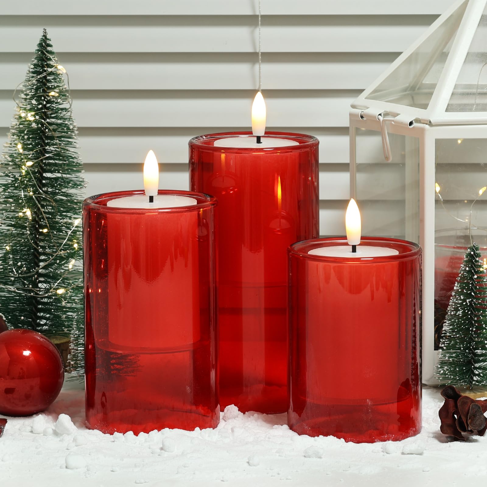 NURADA Flameless Candles with Remote Timer: 3D Wick Battery Operated Led Pillar Acrylic Fake Candle Set for Home Decoration Romantic Ambiance - Gold 2 Pack