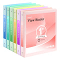 0.5 inch 3-Ring Binder, 1/2 inch Round Ring Binder with 2 Inside Pockets, Clear View Cover Binders Holds 8.5'' x 11''Paper，PVC Free, Pastel Color Binders for Office/Home/School Supply, 6 Pack