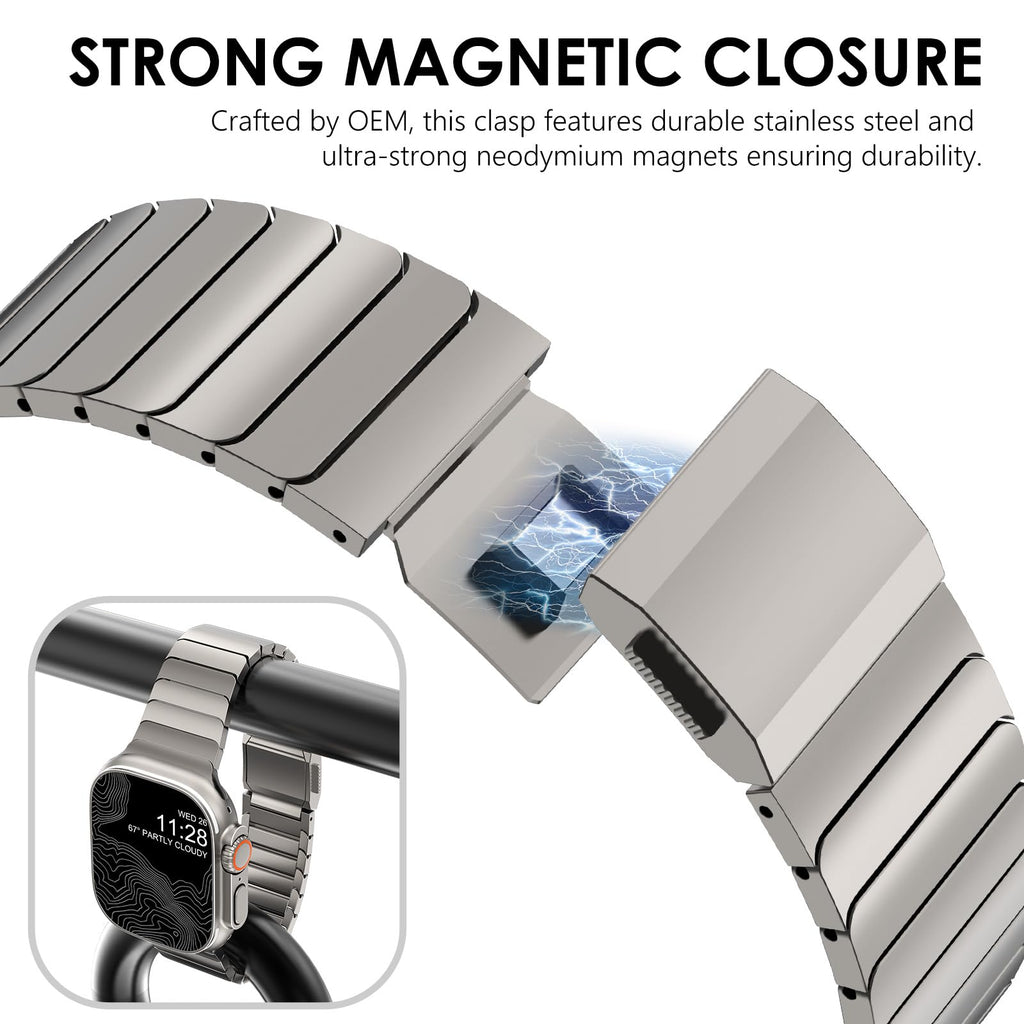 NewWays Titanium & Stainless Steel Link Bracelet for Apple Watch Band Ultra 3 2 1 Band 49mm Series11 10 46mm 42mm 45mm 44mm 41mm 40mm 38mm Series 3-11