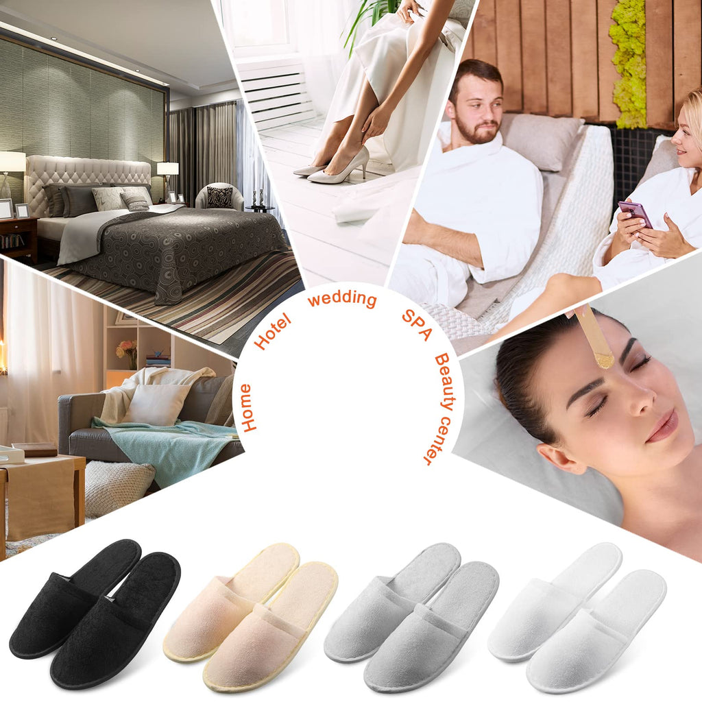 Geyoga 24 Pairs Disposable Slippers for Guests Bulk 2 Size Cotton Soft Spa Hotel House Slippers for Women Men Wedding Party Shoeless Home Indoor Travel