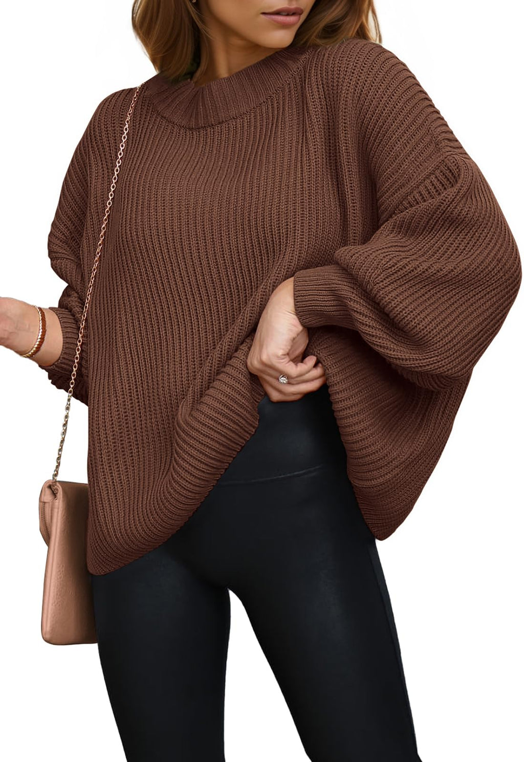 PRETTYGARDEN Womens Sweaters Spring 2026 Oversized Chunky Knitted Pullover Sweater Casual Long Sleeve Crewneck Cute Sweaters