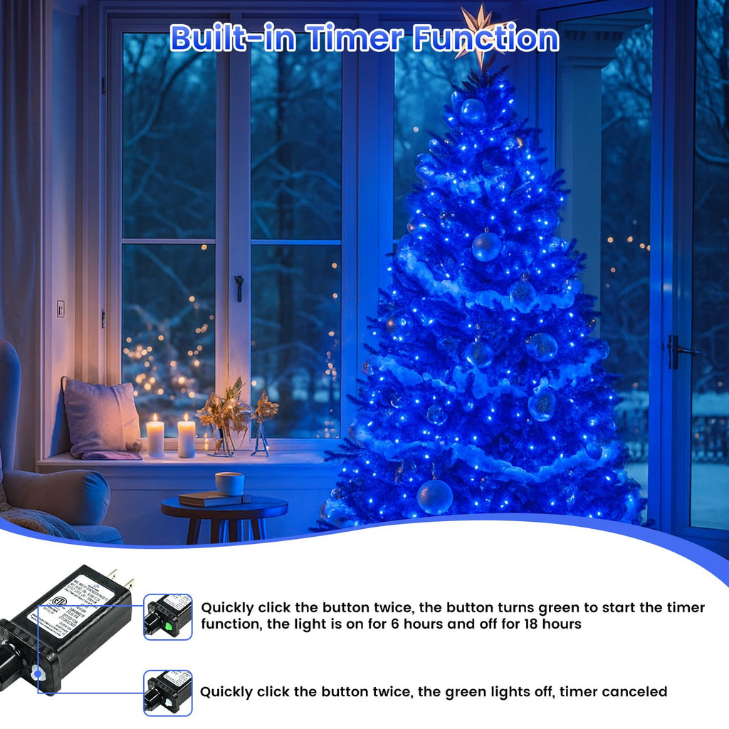 Connectable 100 LED String Lights Indoor Outdoor, 33FT Warm White Christmas Lights Waterproof, 13 Modes with Timer, Twinkle Fairy Lights Plug in Clear Wire for Christmas Tree, Bedroom, Classroom Decor