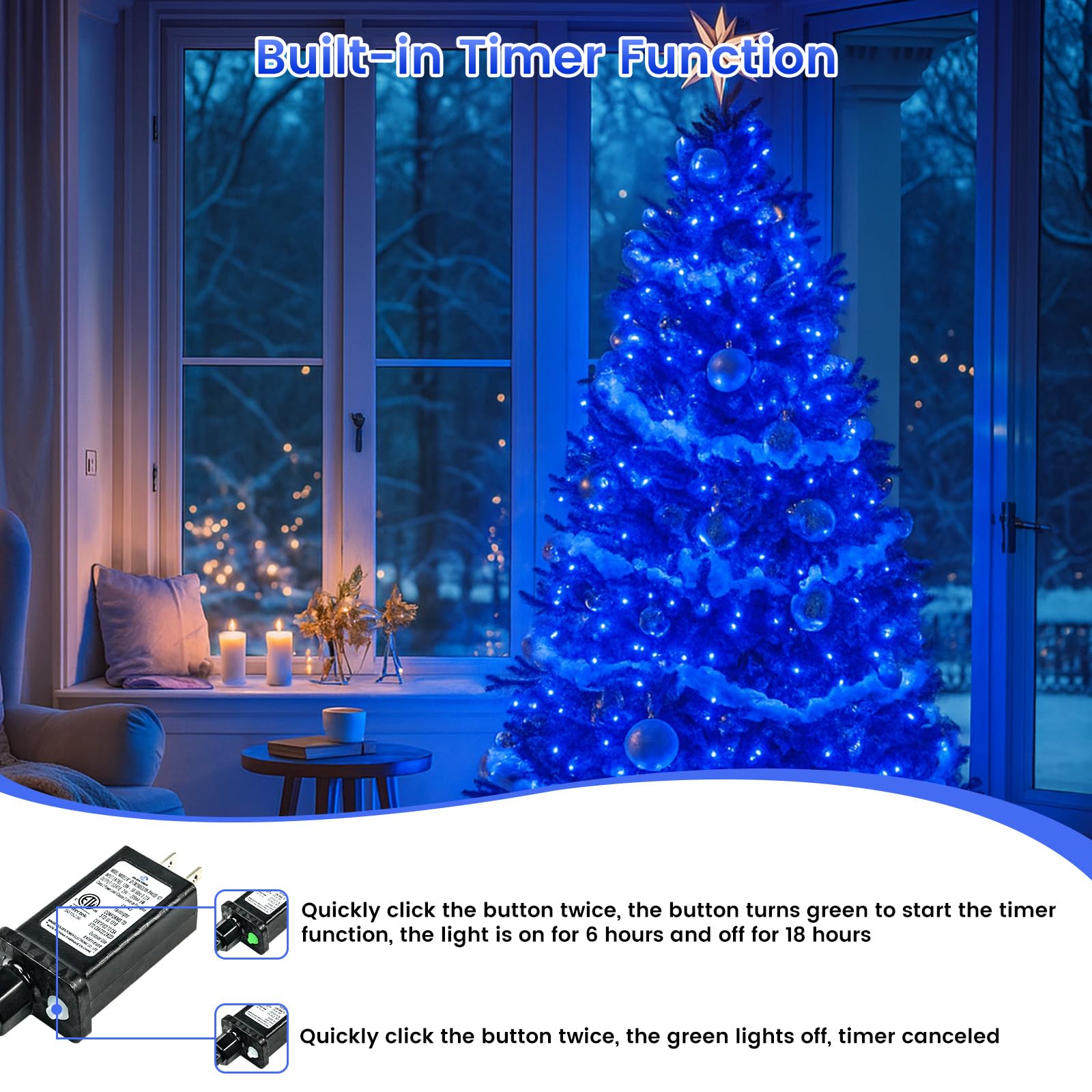 Connectable 100 LED String Lights Indoor Outdoor, 33FT Warm White Christmas Lights Waterproof, 13 Modes with Timer, Twinkle Fairy Lights Plug in Clear Wire for Christmas Tree, Bedroom, Classroom Decor