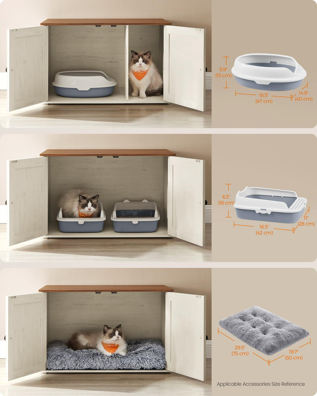 Feandrea Cat Litter Box Enclosure, Litter Box Furniture Hidden, Indoor Cat House, End Table, 27.6 x 19.7 x 19.7 Inches, Heather Greige UPCL022K01