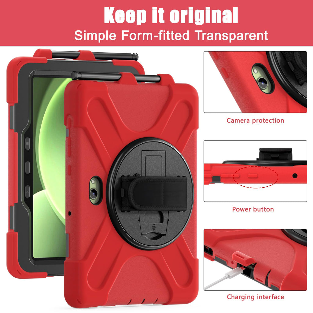 Samsung Galaxy Tab Active5/Active 3 8.0 Case, with 360 Stand, Handle Hand Strap & Shoulder Strap for Galaxy Tab Active5 8" 2024 X300/X307, Active3 8" 2020 T570/T575/T577 (Black)
