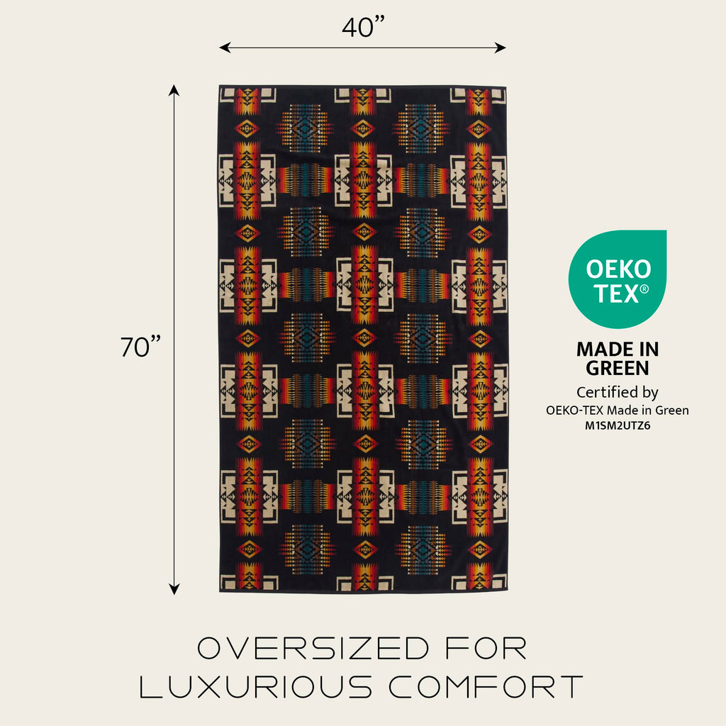 Pendleton Oversized Jacquard Spa Towels, 40 x 70 inches Bath Towels, 100% Cotton, Soft and Quick Dry for the Beach, Hot Tub, Pool - Highland Peak Aqua