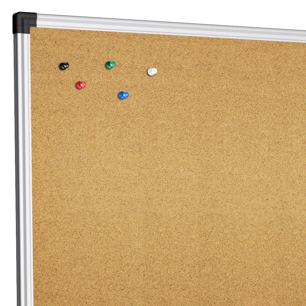 XBoard 24 x 18 Inch Wall-Mounted Office Cork Board, Notice Bulletin Board with Aluminum Frame
