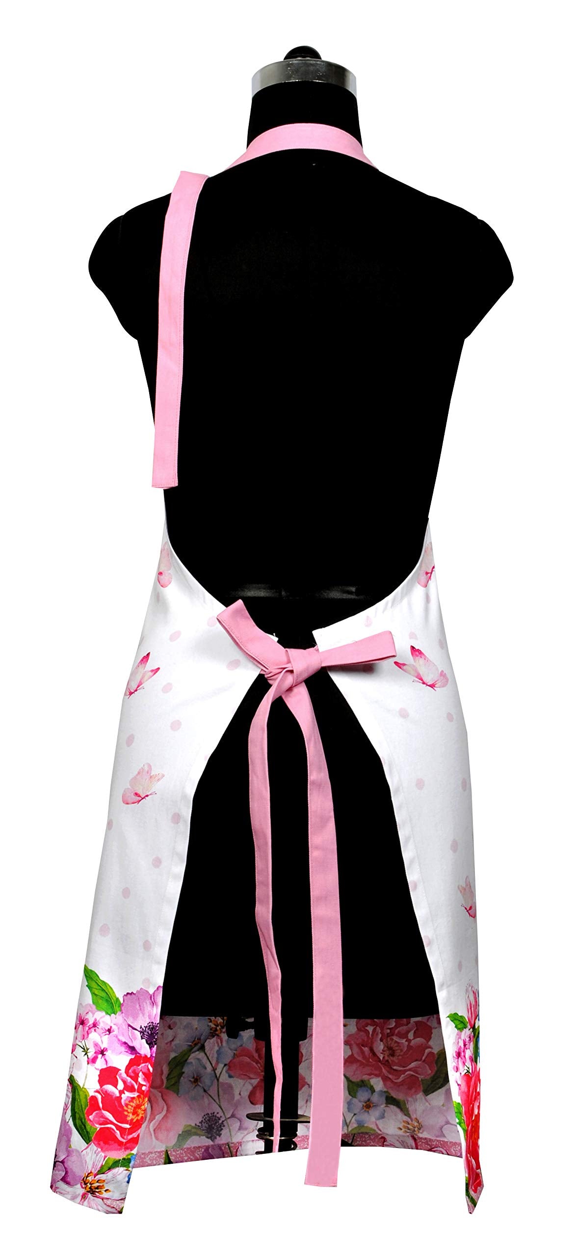 AMOUR INFINI Cotton Aprons for Women with Pocket, Adjustable Strap & Waist Ties - Washable Aprons for Baking, Cooking, Gardening (27.5 x 33 Inches - Blooming Floral)