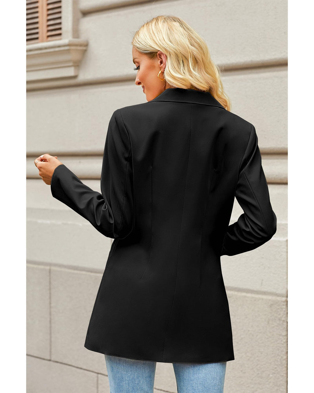 luvamia Blazers for Women Business Casual Long Blazer Jackets Dressy Work Professional Office Outfits Lapel Pockets
