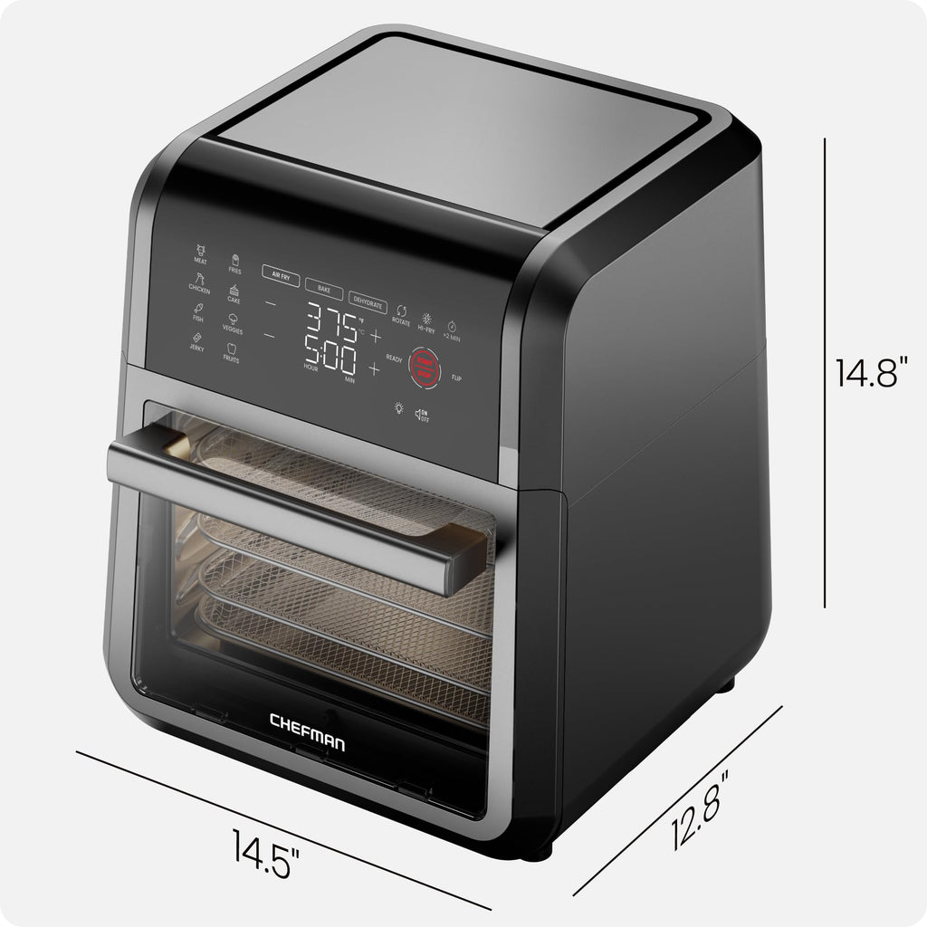 Chefman 12-Quart 6-in-1 Rotisserie Air Fryer Oven & Dehydrator, 12 Presets, Touchscreen, Family Size, Dishwasher-Safe Parts, Black