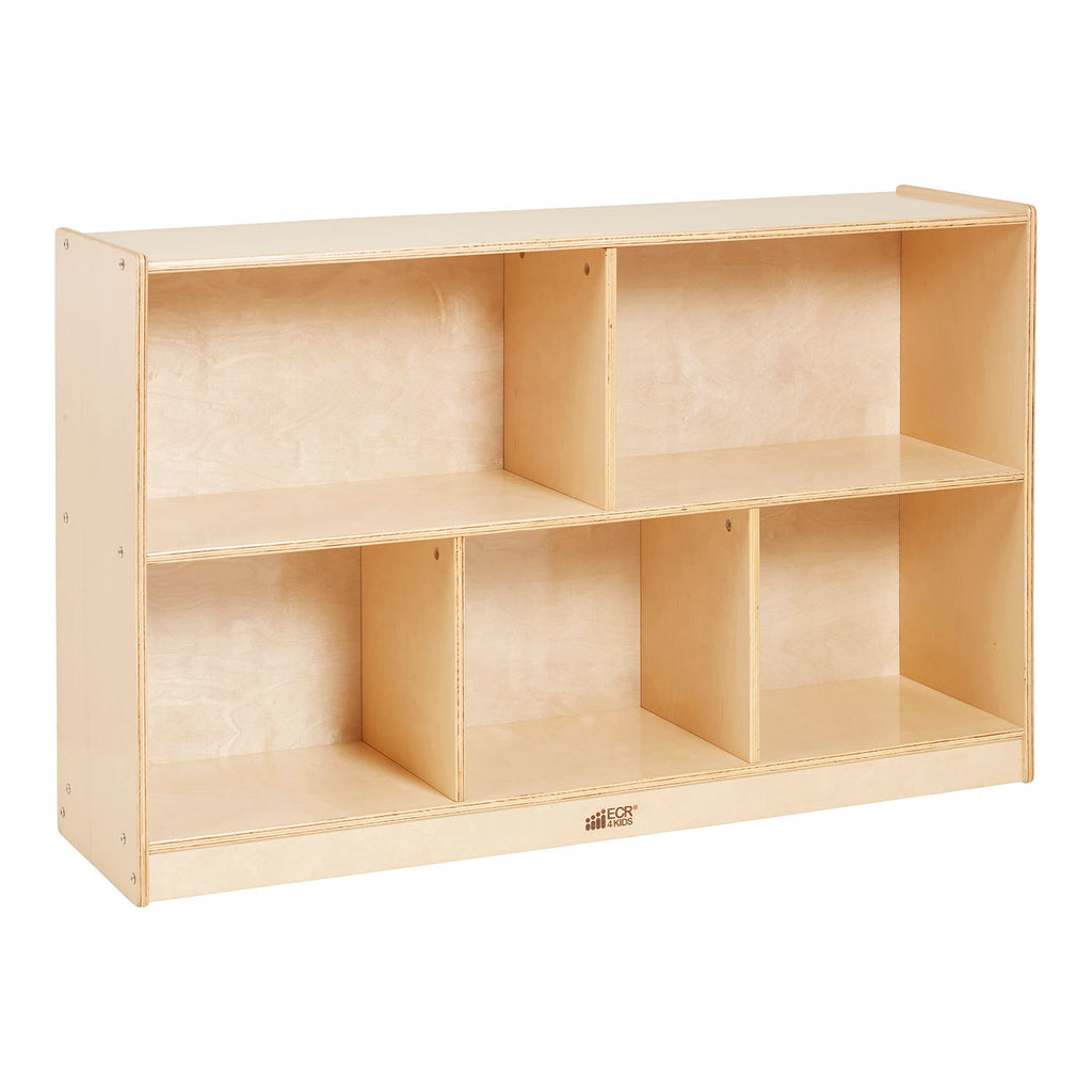 ECR4Kids 5-Compartment Mobile Storage Cabinet, Preschool, Classroom Furniture, Grey Wash