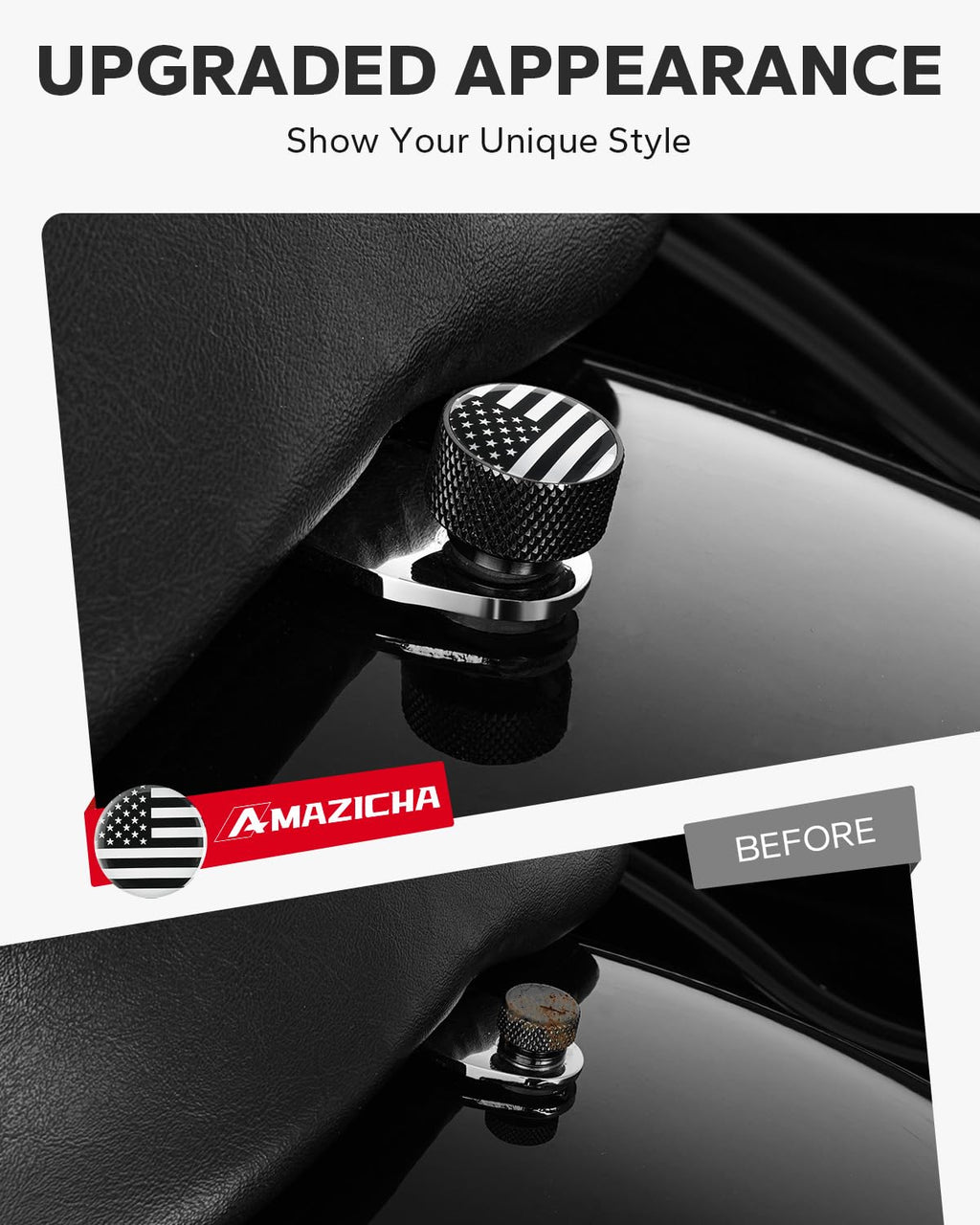 Amazicha Gloss Black 304 Stainless Steel Seat Bolt Screw Compatible with Harley Davidson 1996-2026