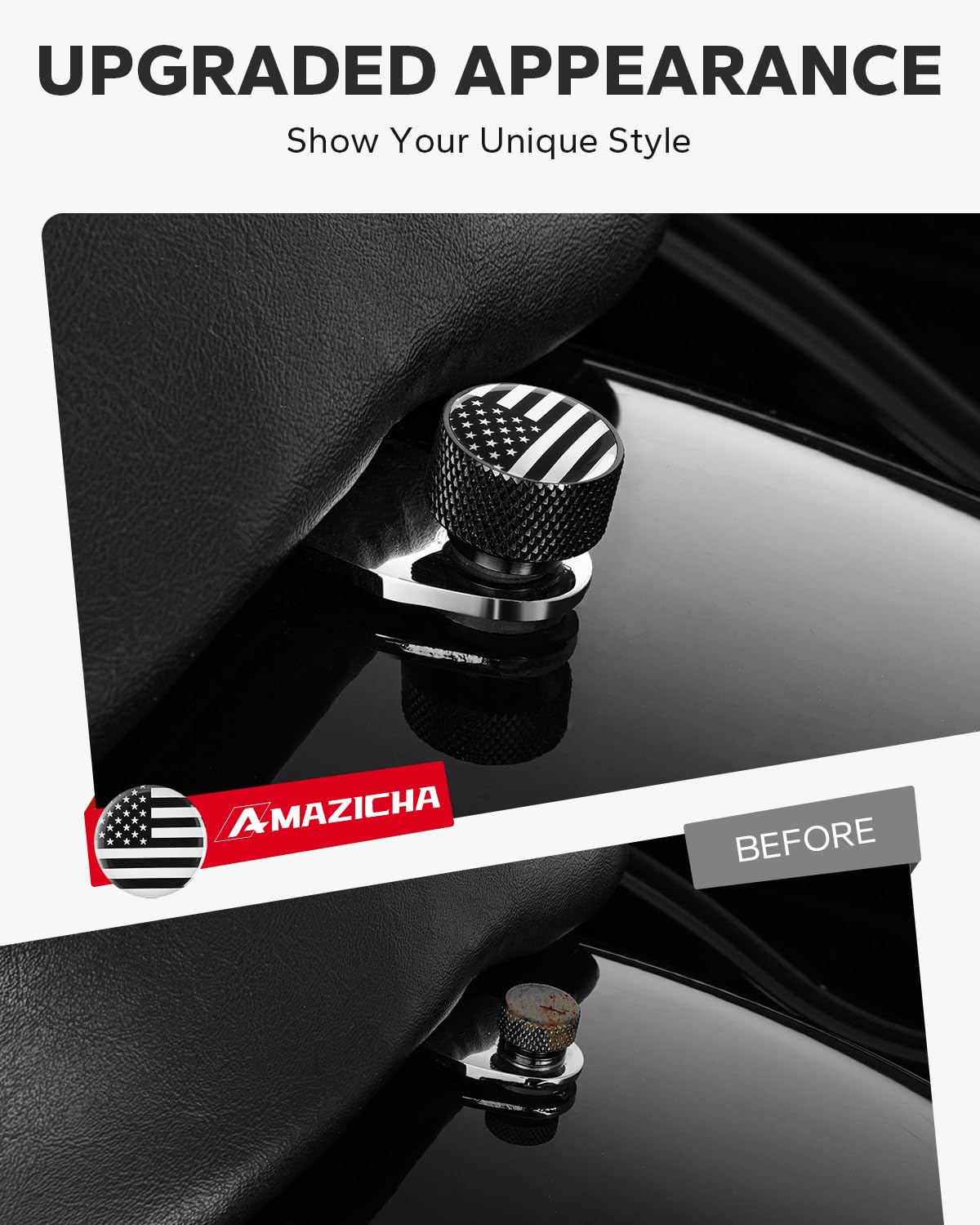 Amazicha Gloss Black 304 Stainless Steel Seat Bolt Screw Compatible with Harley Davidson 1996-2026