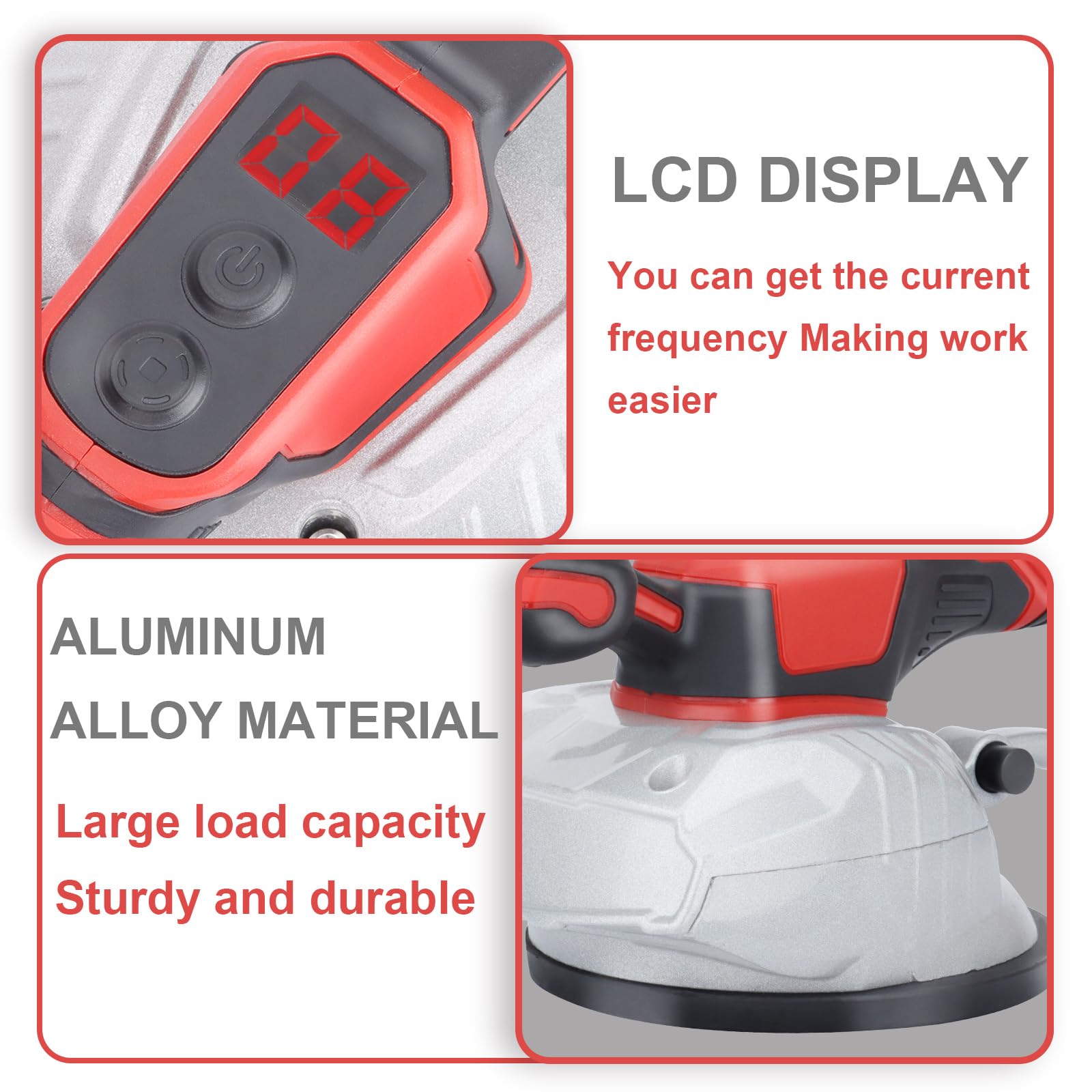 Tile Vibration Leveling Machine Compatible with Milwa-ukee 18V Battery, Cordless Tile Vibration Machine Installation Tool 150W Tiler Vibrator Tool with 8 Speed Suction Cup Digital Display (No battery)