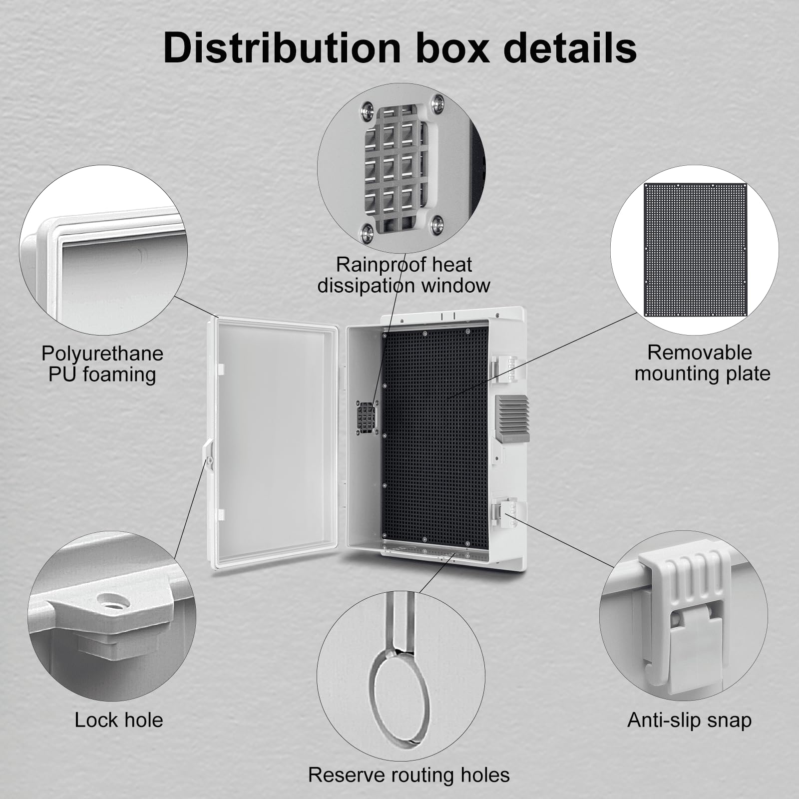 Namunanee Outdoor Electrical Junction Box, ABS Water Resistant Enclosure with Internal Mounting Panel & Hinged Cover, 9.2" H* 7" L* 4.6" W