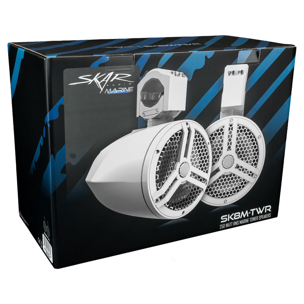 Skar Audio SK65MB-TWR 6.5" 2-Way Marine Full Range 320 Watt Coaxial Tower Speakers, Pair (Black)