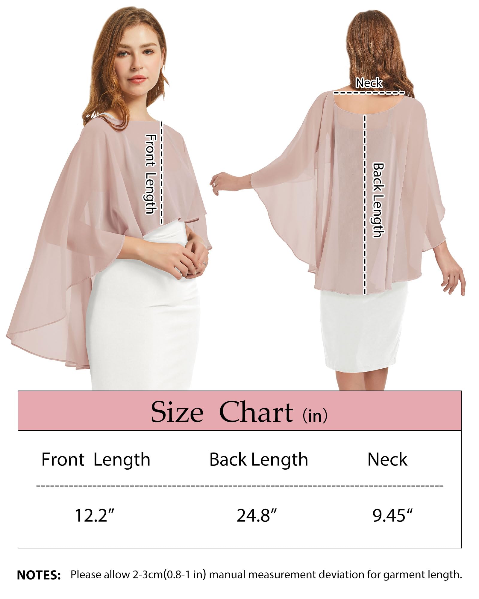 Womens Capelets Shawls and Wraps for Evening Dress Chiffon Capes Wedding Cover Up