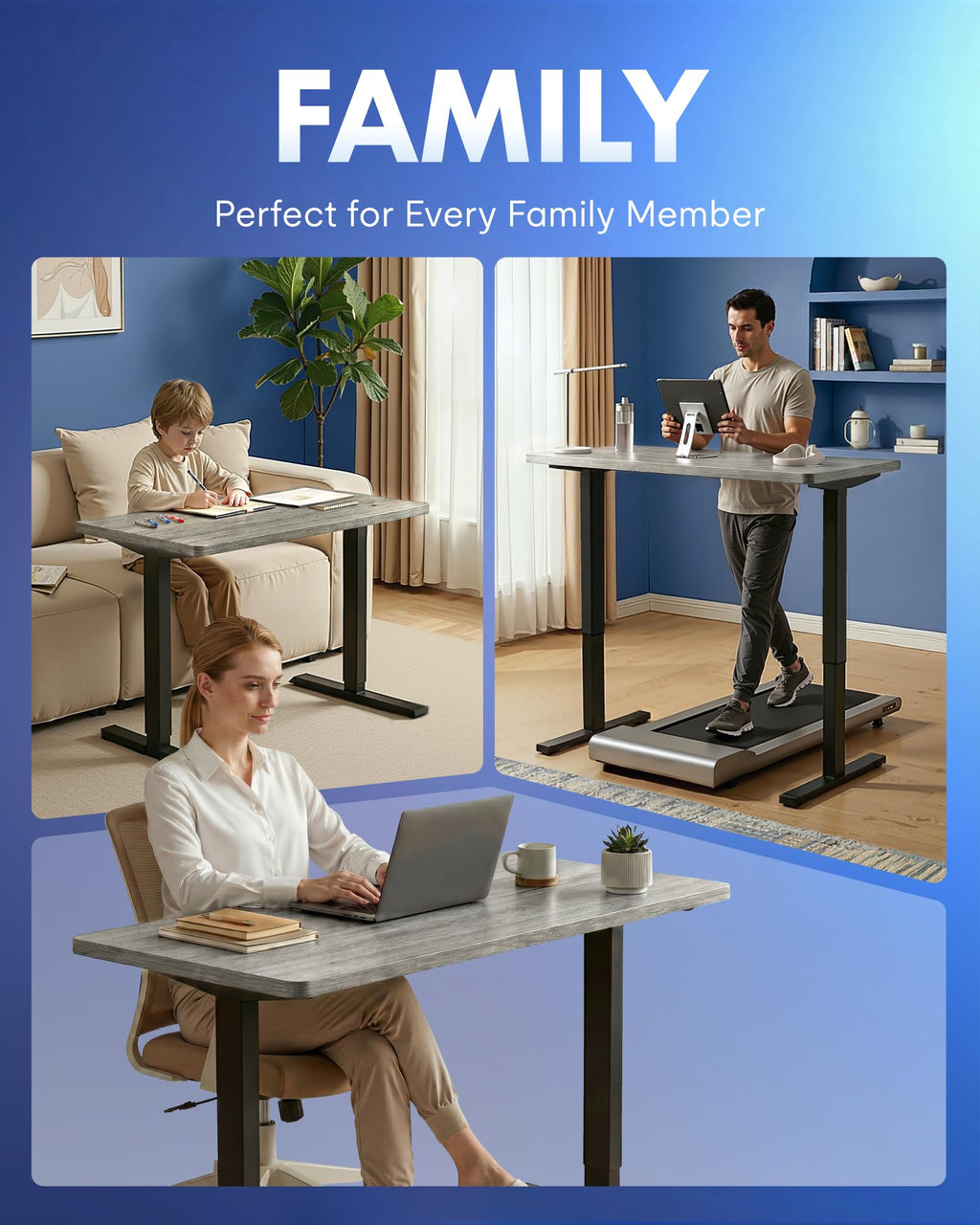 FLEXISPOT EN1 One-Piece Standing Desk, Electric Adjustable with 4 Memory Presets, 176 LBS Capacity, Stable & Quiet, Seamless Desktop for Home Office & Dual Monitors, 40"x24" Black