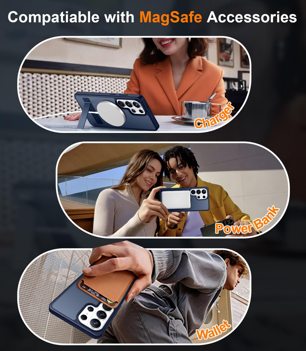 for Samsung Galaxy Z Fold 8 Case,[Compatible with MagSafe][Built-in HD Screen Protector & Kickstand][Hinge Protection]Translucent Matte Full-Body Shockproof Phone Case for Galaxy Z Fold 8,Black