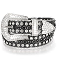 Men Women's Rhinestone Bling Studded 1.5" Leather Belts for Jeans Pants with Fashion Silver Buckle