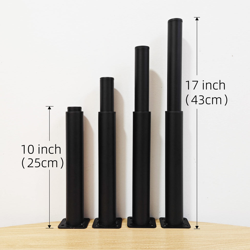 Metal Adjustable Furniture Legs 5.12-9.45 inch, Wlrrcwdttc Sofa Legs Cabinet Legs Adjustable Height Replacement Support Legs for Bed/Couch/Dresser/Chair/Coffee Table, Legs for Furniture Set of 2-Black