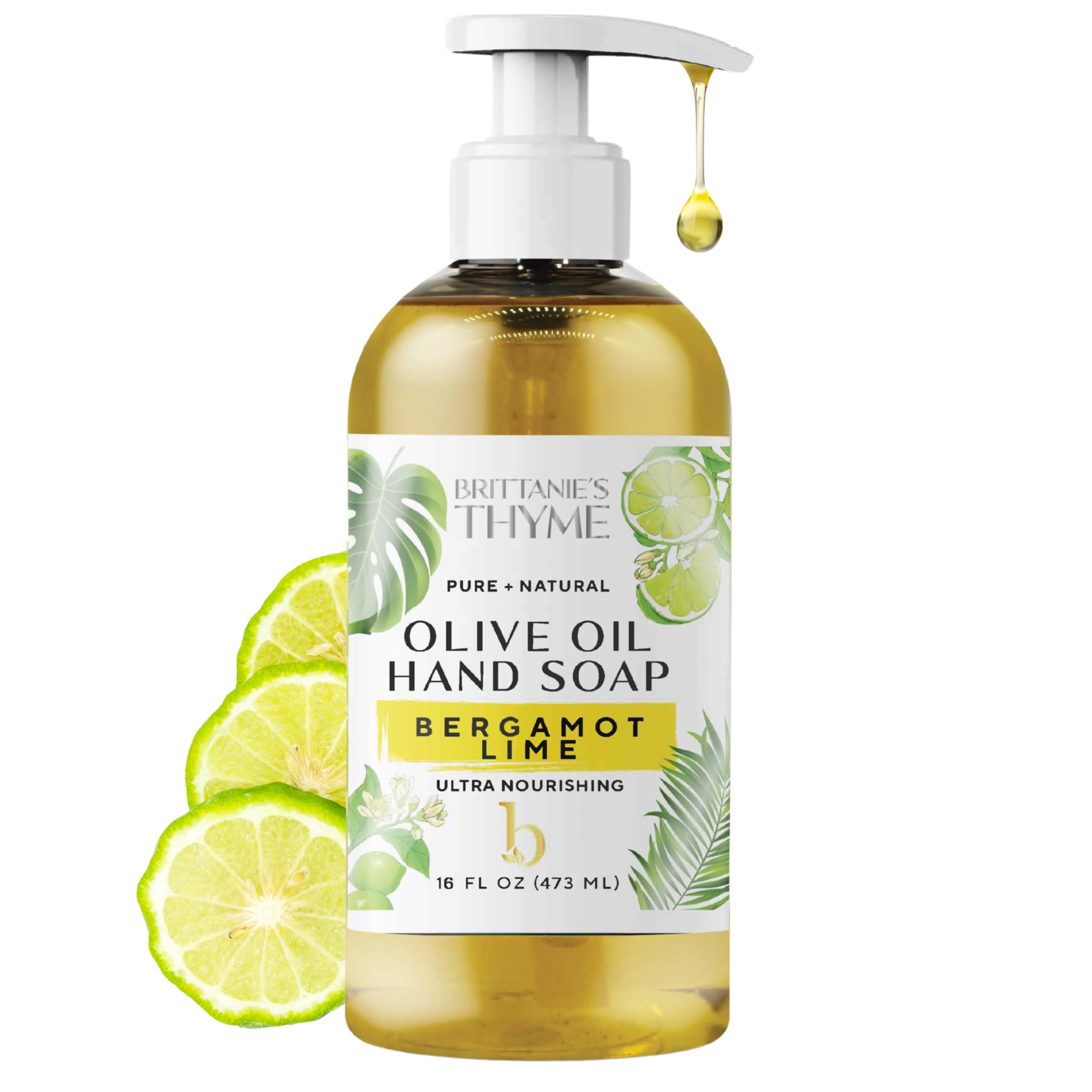 Brittanie’s Pure Castile Liquid Soap Refill, Bergamot Lime, 12 Ounce | Dish Soap, Hair & Body, Home, Gentle and Pure, Made with Natural Luxurious Oils, Vegan & Gluten Free Non-GMO