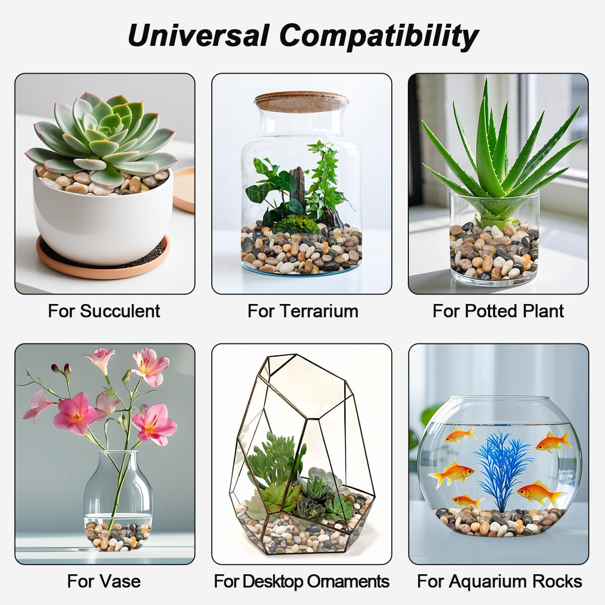 Terrarium Supplies,Virekm River Rocks, Decorative Ornamental Pebbles,Garden Landscaping Stones,Gravel Filler for Home Decoration Flower Bed Fish Tank Plants Vases Succulents