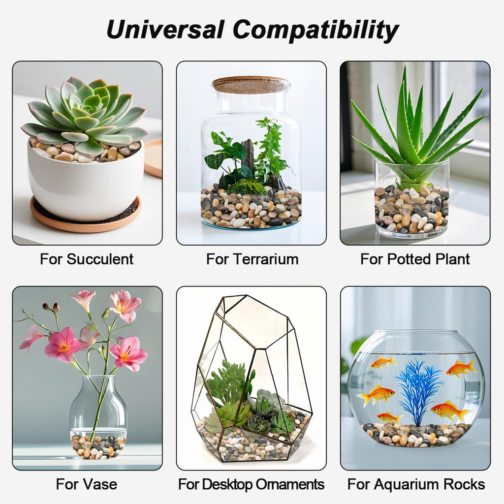 Terrarium Supplies,Virekm River Rocks, Decorative Ornamental Pebbles,Garden Landscaping Stones,Gravel Filler for Home Decoration Flower Bed Fish Tank Plants Vases Succulents