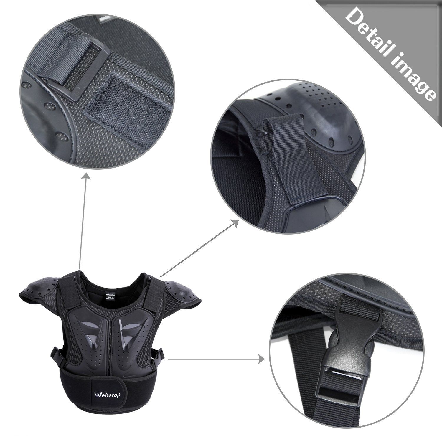 Webetop Kids Chest Protector Motocross Dirt Bike Body Chest Spine Protector Vest Gear for ATV MTB Skiing