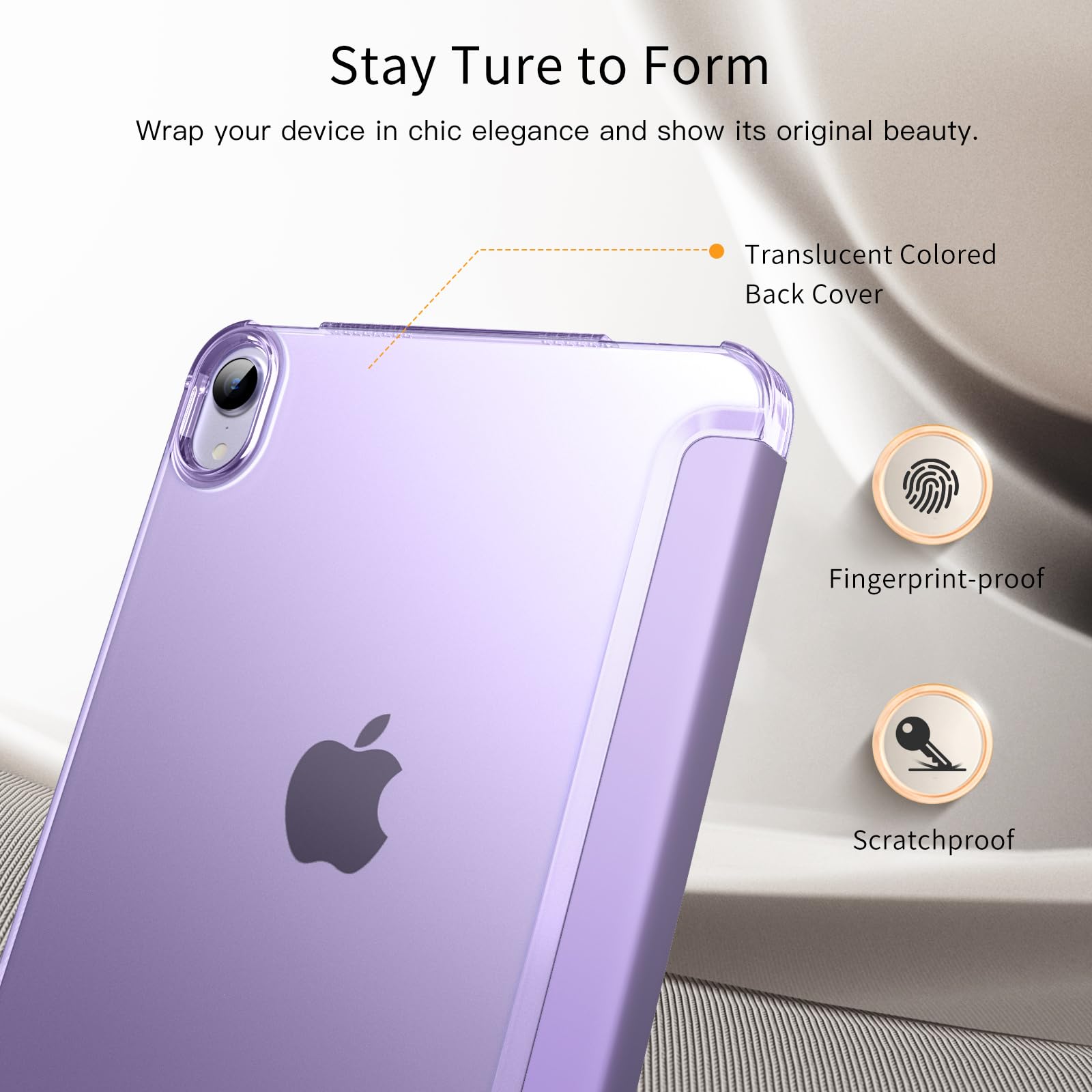 MoKo for iPad mini 7 (A17 Pro) Generation Case 2024, iPad mini 6 Case 2021, 8.3-inch Slim Lightweight Protective Hard Back PC Shell Stand Cover Support Touch ID, Auto Wake/Sleep, Grey Purple
