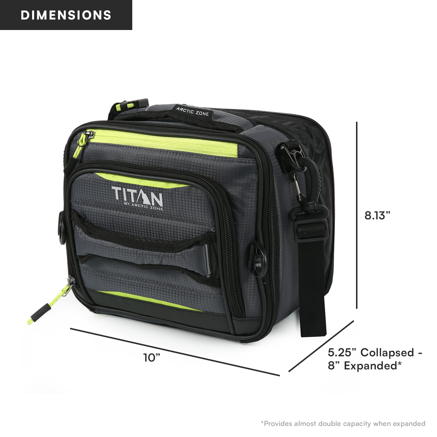 Arctic Zone Titan Deep Freeze Fridge Expandable Insulated Horizontal Lunch Pack, Grey