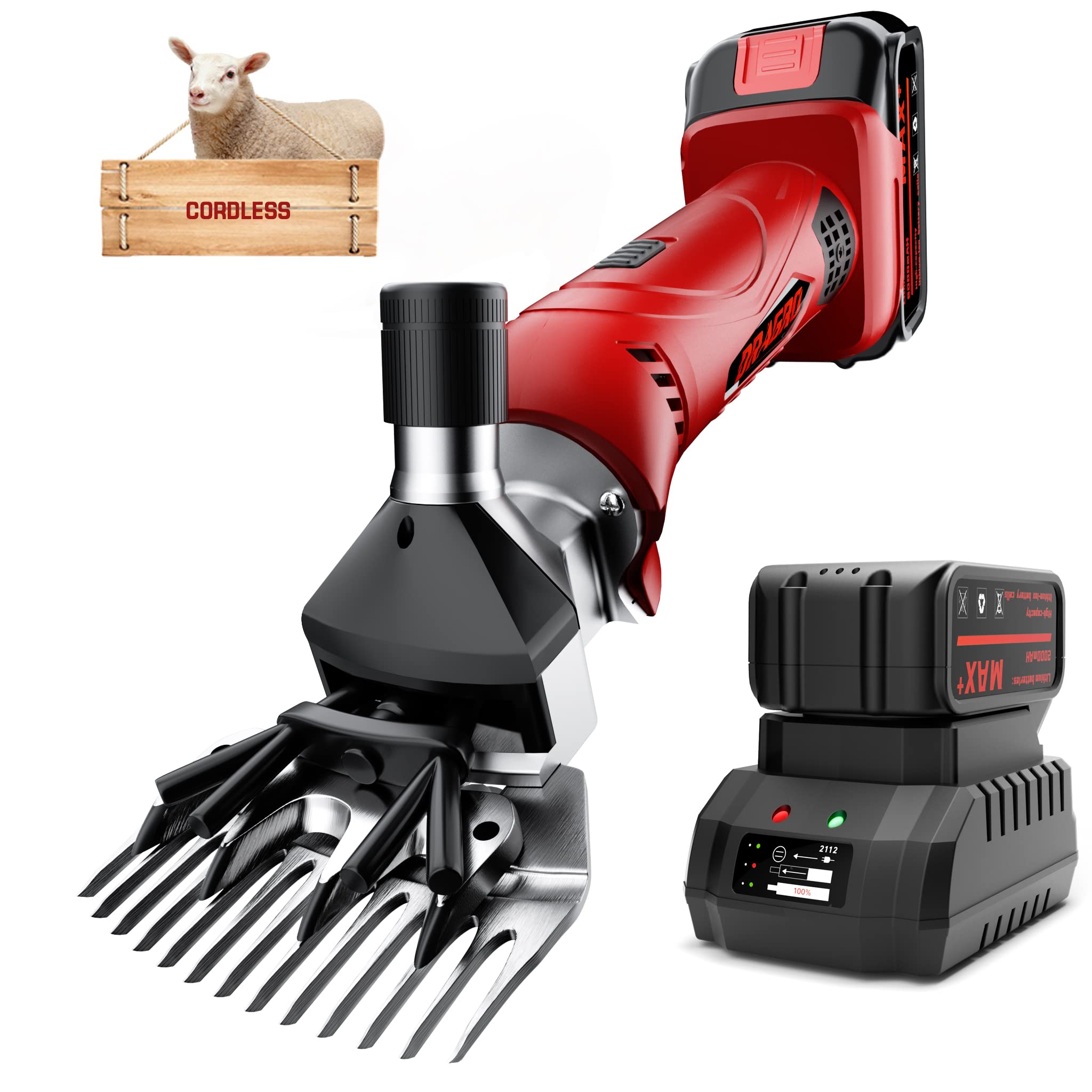 2026 Upgraded Sheep Shears 500W, Professional Electric Sheep Clippers, Farm Livestock Grooming Kit, 6 Speed Heavy Duty Electric Shears for Sheep Alpacas Goats Thick Coat Animals