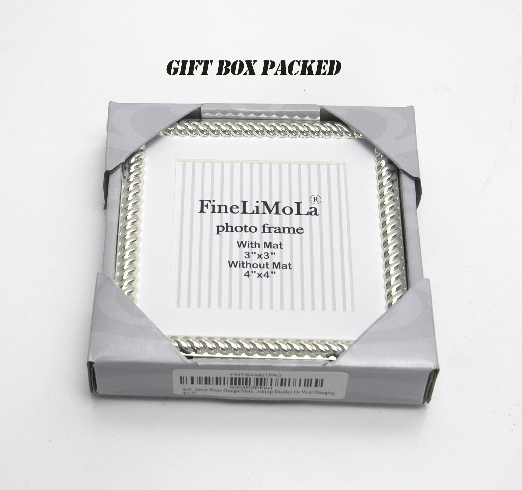 4x4 Gold Rope Design Metal Picture Frame With Mat for 3x3'', Premium Velvet Backing Real Glass Front Desktop & Wall Display Elegant Home Decor