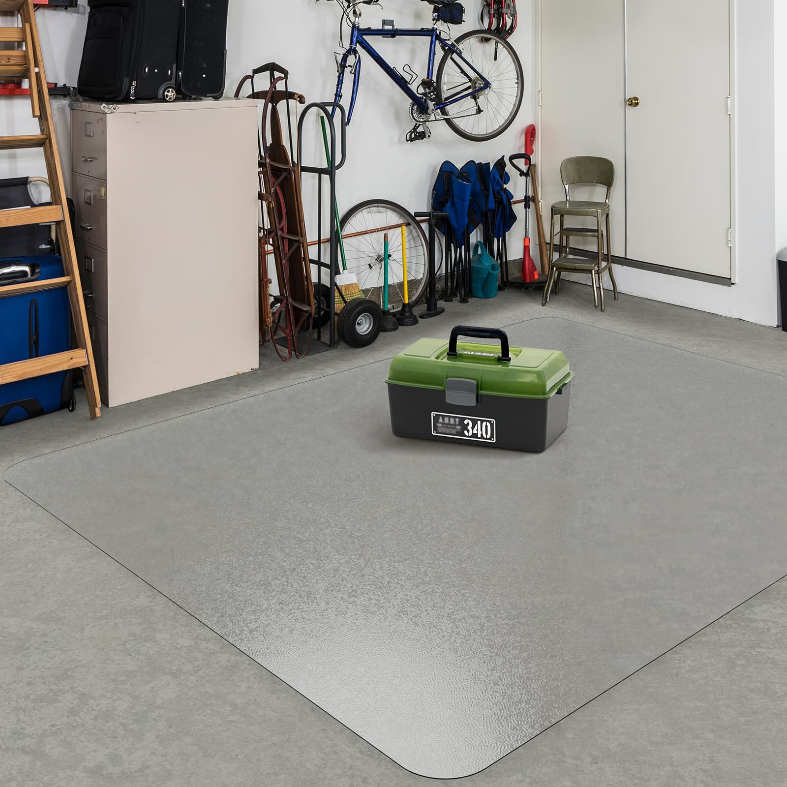 Area Floor Mat for Home, 3'×5' Black No Slip Waterproof Vinyl Area Rug for Hard Floor, Spill Resistant Floor Protector Cover for Kitchen, Easy Clean Splat Mat for Under High Chair