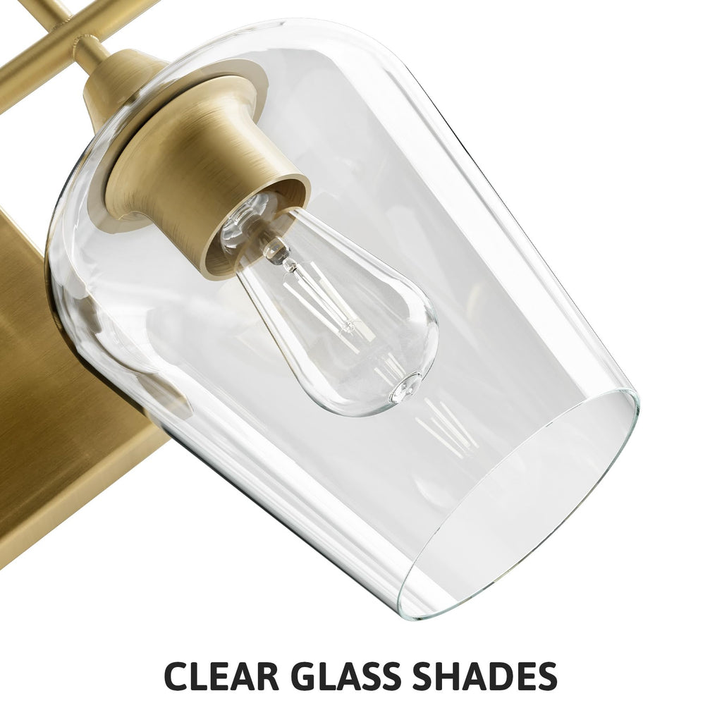 VONLUCE Bathroom Vanity Light, 2 Light Bathroom Light Fixture Over Mirror, Bathroom Wall Lamp with Clear Glass, Modern Brushed Nickel Vanity Lighting fixtures for Bathroom, Bedroom, Hallway