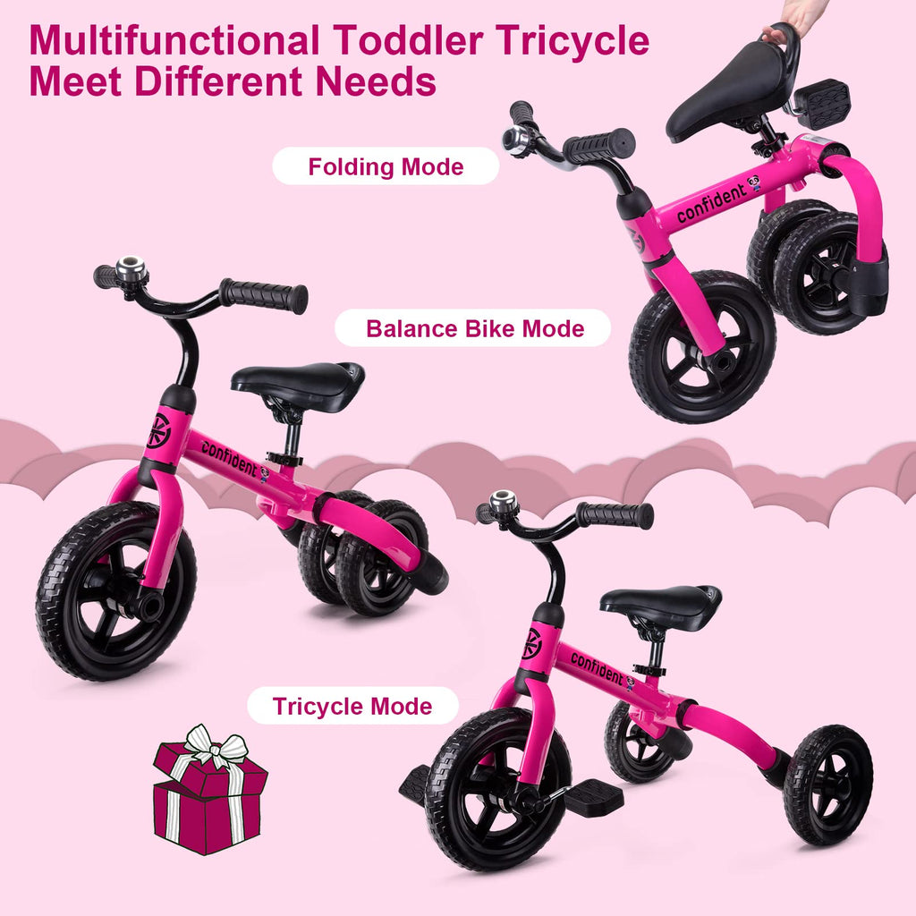 XPIY Tricycle for Toddlers Age 2-5 Years Old, 3 in 1 Folding Toddler Bike for Boys and Girls, Kids' Bike Trike with Detachable Pedal and Adjustable Seat (Blue)