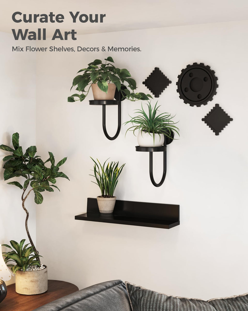 Bamworld Hanging Planters for Indoor Plants Wall Plant Holder Plant Hanger Indoor Wall Planters Window Plant Shelves Hanging Plant Holder Window Plant Hanger Plant Decor Black 3pcs