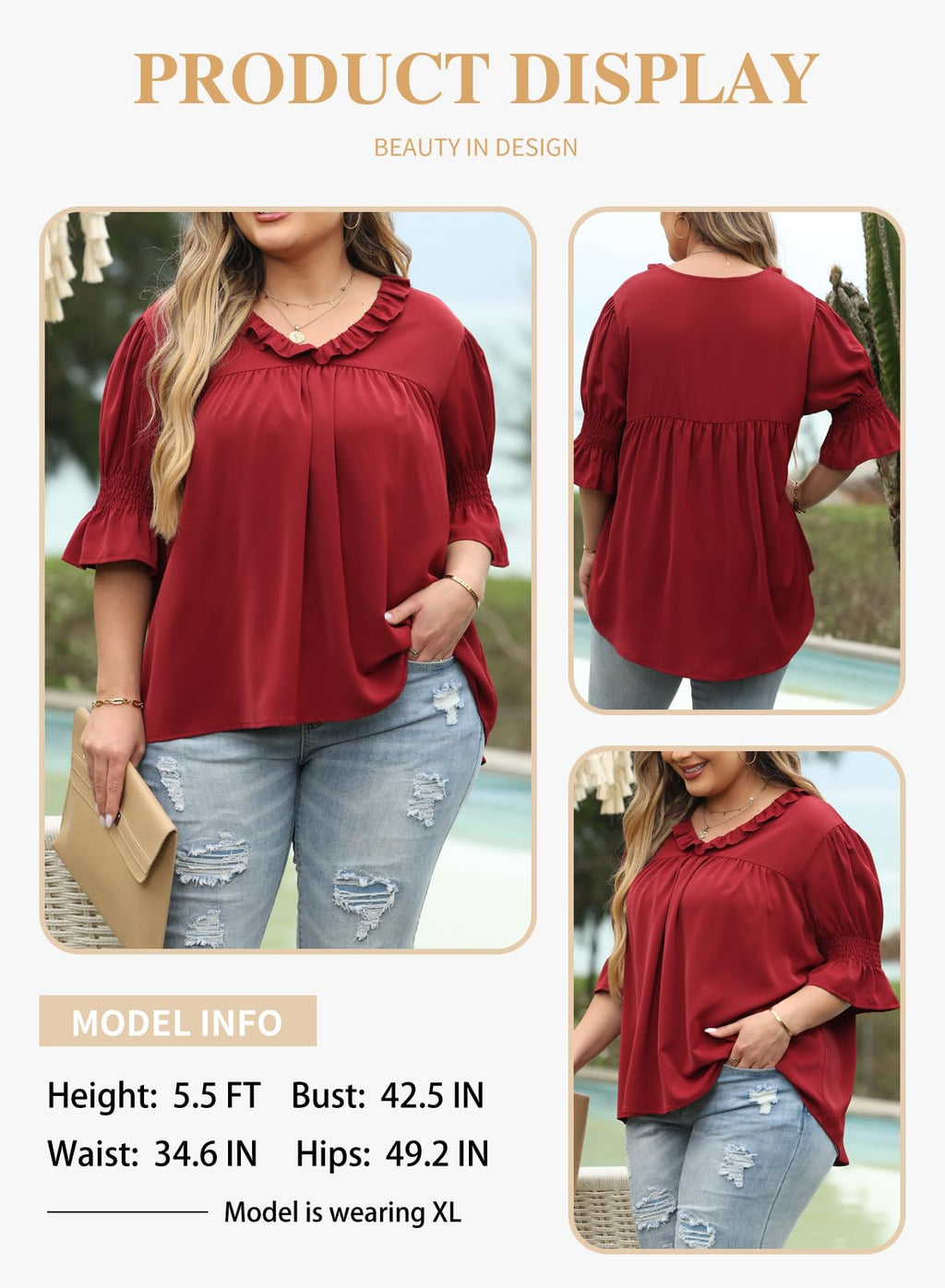Eytino Plus Size Tops for Women Summer V Neck Short Sleeve Boho Floral Printed Flowy Chiffon Shirts Blouse(1X-5X)