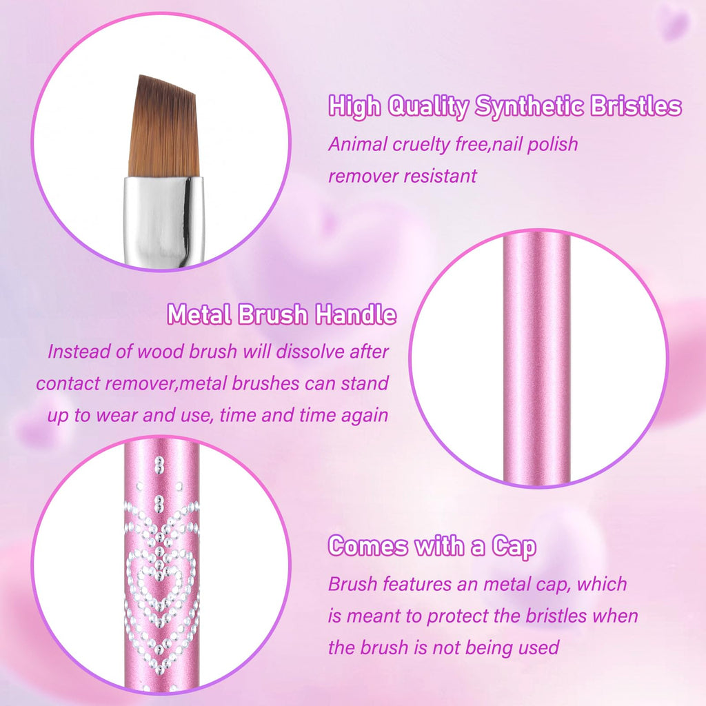 Nail Art Clean Up Brushes,Nail Brushes for Cleaning Polish Mistakes on the Cuticles, Acetone Resistant Nail Brush, Fingernail Cleaning Brushes for Nail Art and Designs (2 Pcs Round&Angled)