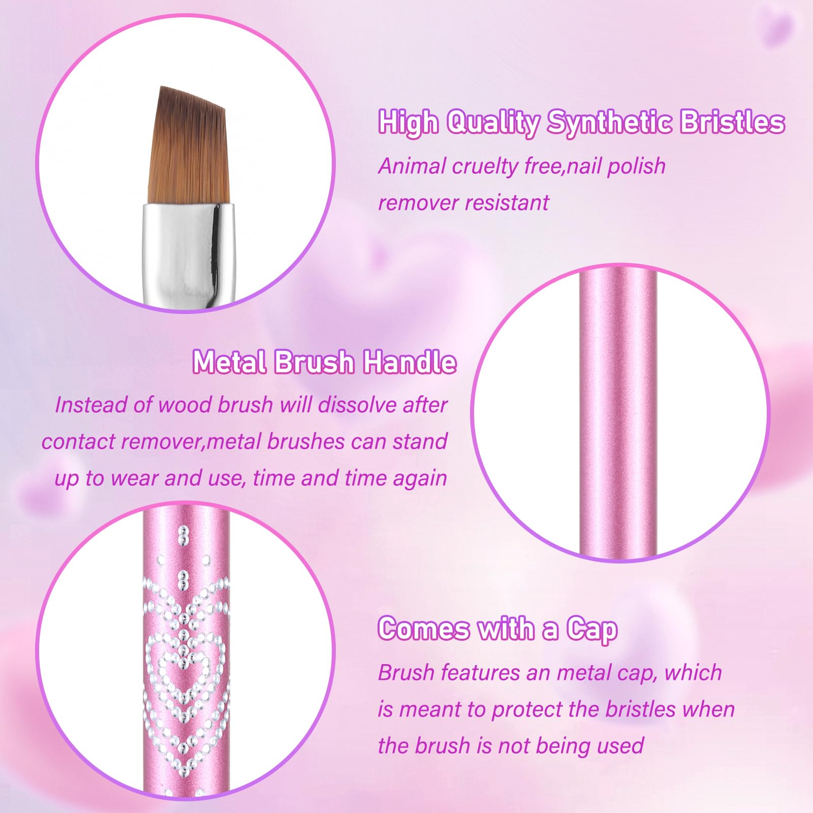 Nail Art Clean Up Brushes,Nail Brushes for Cleaning Polish Mistakes on the Cuticles, Acetone Resistant Nail Brush, Fingernail Cleaning Brushes for Nail Art and Designs (2 Pcs Round&Angled)
