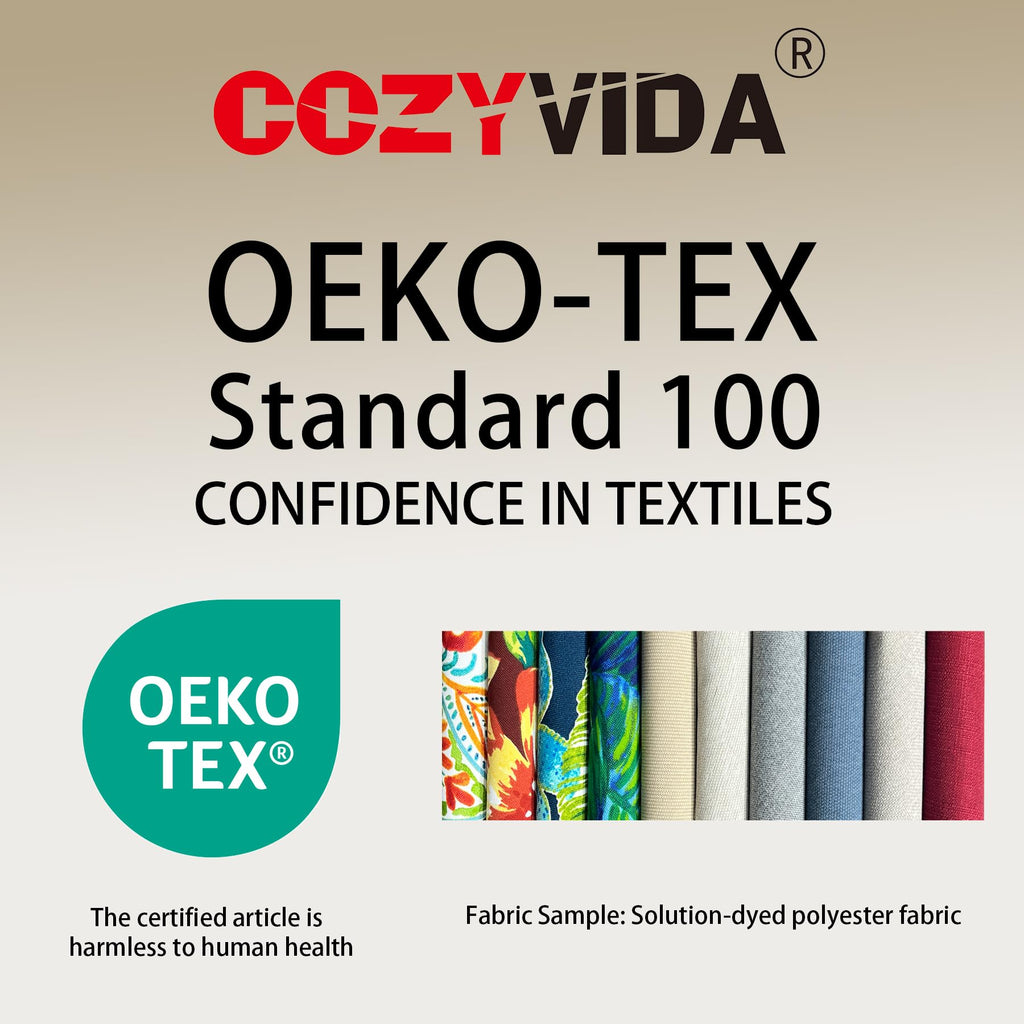 COZYVIDA 5.1" Thick Outdoor Patio Cushions Set of 2, 22"x24"x5.1" Seat, C0 Water-Resistant Breathable Fabric, UV-Resistant 1000+ Hrs, 35D Foam with Recycled Fiber Fill,Beige