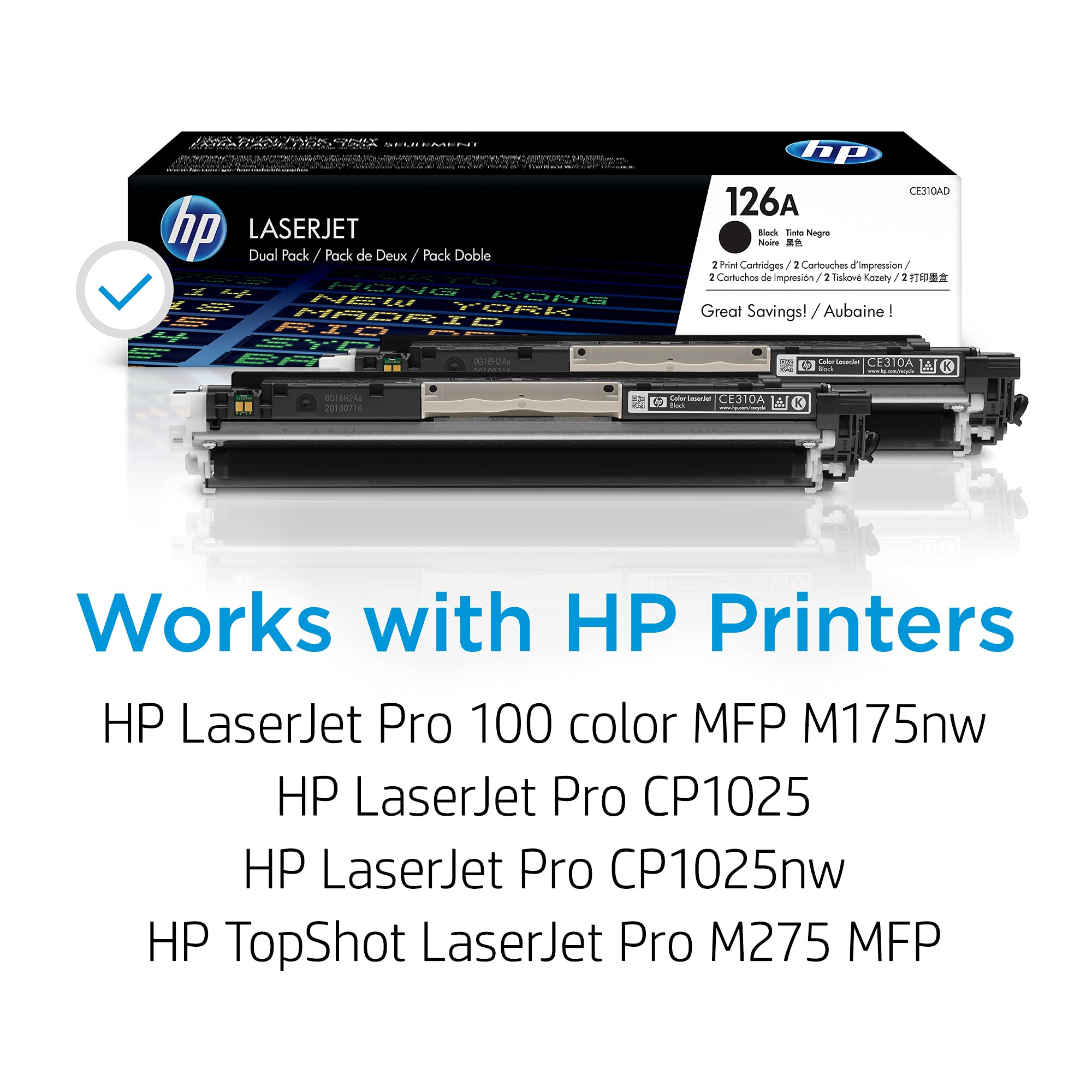 HP 126A Black Toner Cartridge | Works with HP LaserJet Pro 100 Color MFP M175 Series, HP LaserJet Pro CP1025 Series, HP TopShot LaserJet Pro M275 MFP Series | CE310A